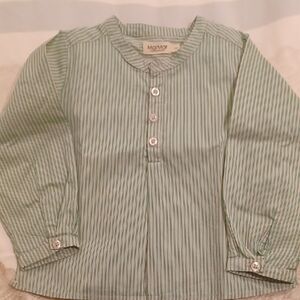 MarMar Kids Shirt, Baby Blouse, Striped Green/grey, Size 18m